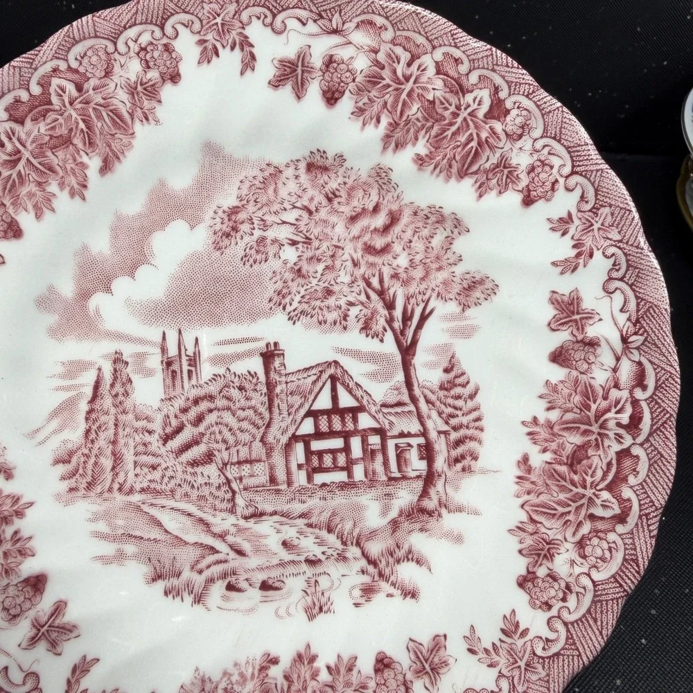 Churchill pink transferware